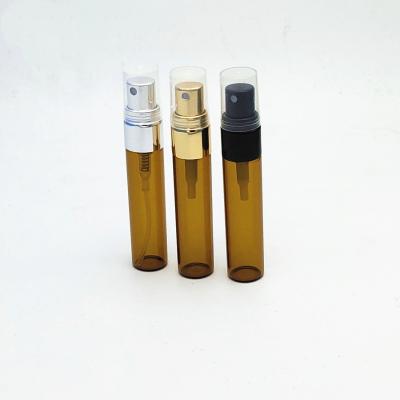 China Personal Care 5ml Brown Perfume Sprayer Glass Bottle With Aluminum Pump Sprayer for sale