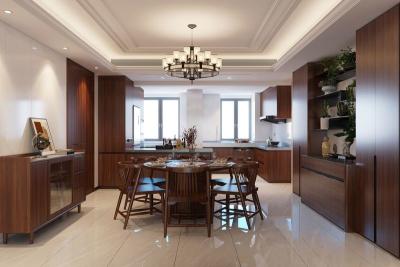 China Modern Chinese Red Brown Stainless Steel Kitchen Units Sophisticated Luxurious for sale