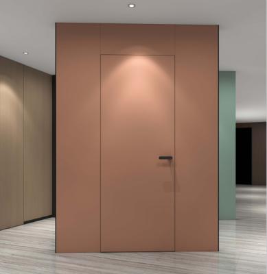 China Elegant Minimalist Design Interior Hidden Door With Rgouge Red Color for sale