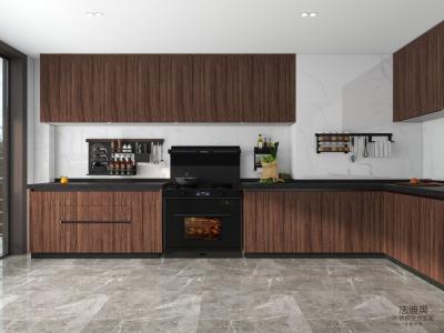 Cina Luxury Stainless Modern Stainless Steel Kitchen Cabinets With Natural Wood Grain Finish - Personalizzabile E Durable in vendita