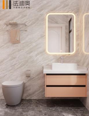 China Fadior Elegant And Functional Orange Stainless Steel Bathroom Vanity Cabinet With Multiple Storage Solution for sale