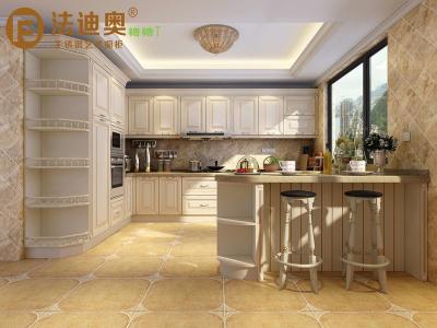 China Fadior Classic French Kitchen Cabinets With Elegant Curved Displays And Functional Island for sale