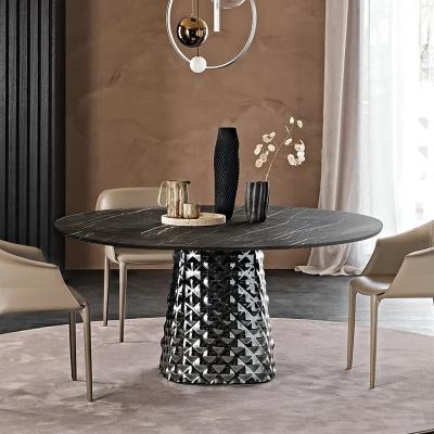 China Modern Modern Hotel Restaurant Rock Plate Dining Table Villa Hotel Home Marble Dining Table for sale