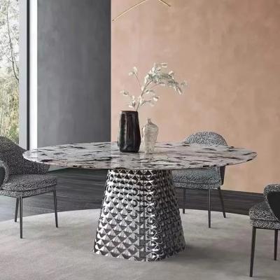 China Modern Luxury hotel marble tabletop dining table dining room sintered stone dining table set for sale