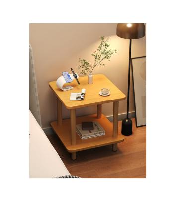 China Adjustable (other) Environmental protection wooden square side table assembly two-layer coffee table hotel bedside table for sale