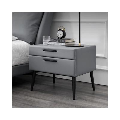 China Adjustable (other) Italian style hotel bedroom furniture gray leather fabric modern bedside table for sale