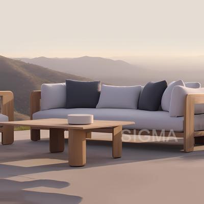 China Eco-freindly Hotel garden sofas outdoor patio teak furniture sofa set modern minimalist solid teak furniture for sale