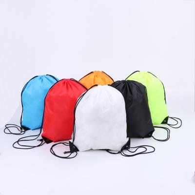 China High Capacity Logo Printed Promotional Waterproof Gym Drawstring Backpack Polyester Anti-theft Sports Storage Drawstring Shopping Bag for sale