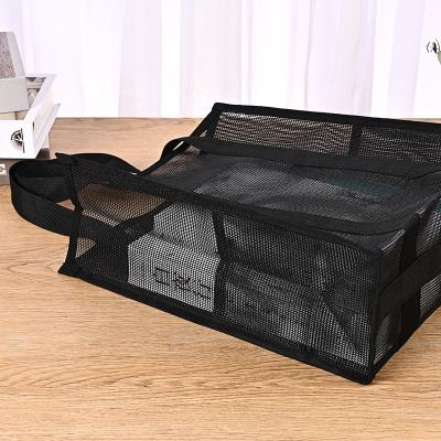 China Other Wholesale Recycled Storage Black RPET Mesh Large Capacity Promotional Tote Bag With Pocket for sale