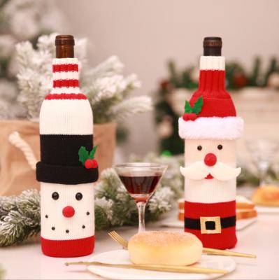 China Santa Claus Knitted Christmas Wine Bottle Snowman Knitted Blanket Christmas Decoration Supplies Christamas Gifts for sale