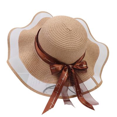 China High Quality Agriculture Lace Bow Tied Durable Using Summer New Custom Sunscreen Sun Set Seaside Beach Outdoor Wide Brimmed Hat for sale