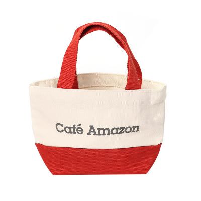 China Custom Logo Handheld Polyester Cotton Canvas Shopping Bag for sale