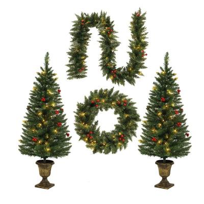 China Christamas LED Decoration Pre-lit Christmas Decoration 4-Piece Set 4FT Christmas Tree Garland Garland Set for sale