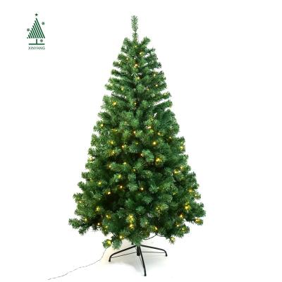 China Factory Direct Supply Christamas Decoration Led Xmas Tree Cheap Green PVC 1.8m Lighted Hinged Christmas Tree for sale