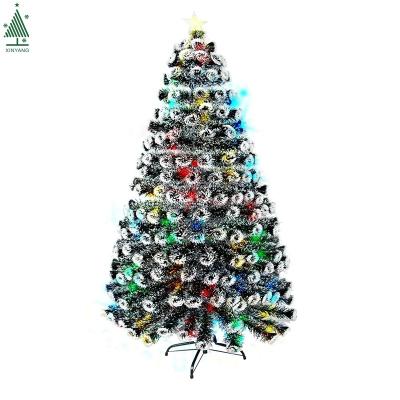 China Multicolor Artificial Christamas Decoration Dark Green With White Edge Christmas Pine 7 ft Fiber Optic Christmas Trees for sale