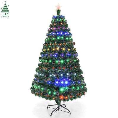 China 6' Christmas Pine Christamas Decoration With RGB LED Lights Firework Fiber Optic Christmas Tree for sale