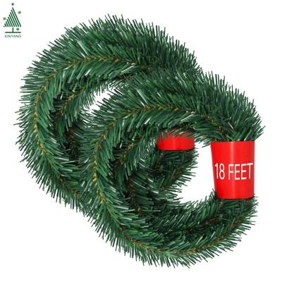 China Christamas Decoration 18 Feet Christmas Handmade Decorative Soft Greenery Garland Artificial Pine Wreath for sale