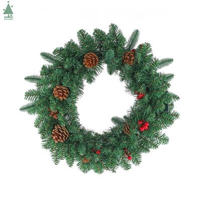 China Plastic Christamas Decoration 50cm PVC and PE Mixed Christmas Garlands with Pine Cones and Red Berries for sale