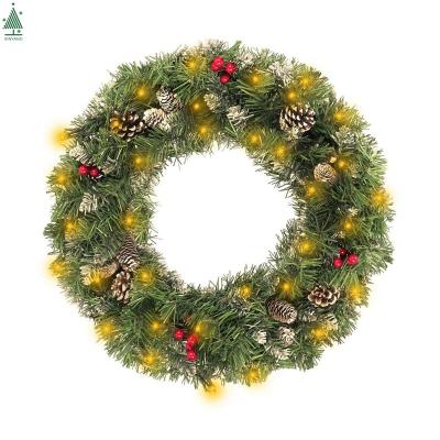 China Christamas Decoration 20 Inch Winter Christmas Battery Operated Led Garland Small Pre-lit Artificial Christmas Garlands for sale