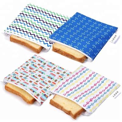 China Eco Friendly Waterproof Printed Cooler Insulated Zippered Reusable Sandwich Snack Bags for sale