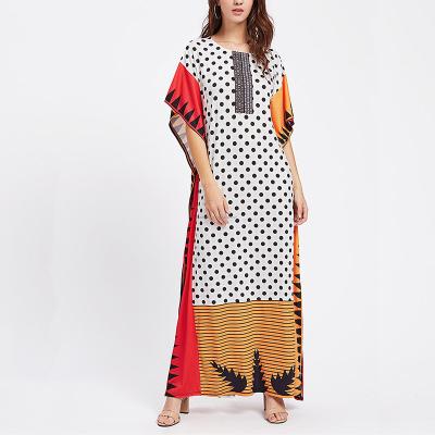 China Hot Polyester Arabic Girl Block Artwork Digital Printing Marokkanische Kaftan Beach Dress hsk2218 for sale