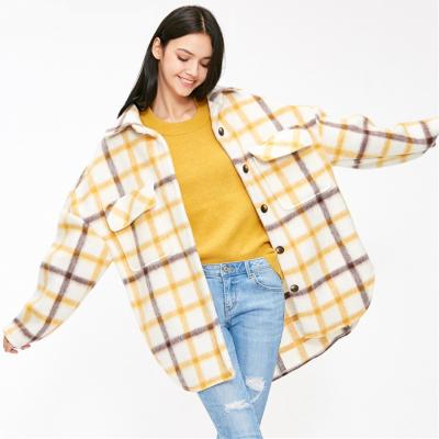 China Viable Women Plaid Pocket Loose Fit Casual Jacket Women Plaid Jacket Women Plus Size Plaid Jacket HSJ6909 for sale