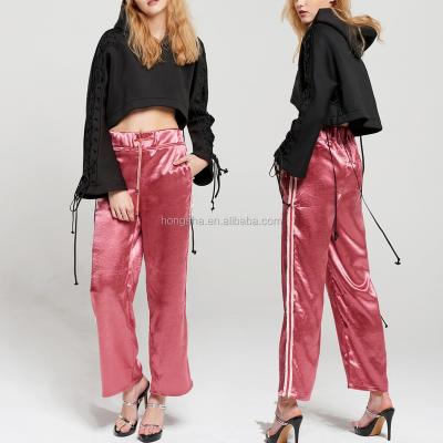 China Anti-pilling Side Line Satin Pants Teens Sexy Bell Bottom Pants Bell Bottom Pants Cut Track Pants HSp5357 for sale