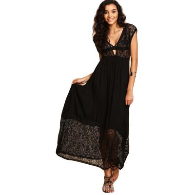 China Antistatic Unique Design Black Fashion Maxi Dresses For Womens Clothing Summer HSD6125 for sale