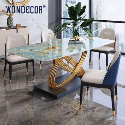 China 125cm Luxemeubilair Art Marble Countertop Table Mirror Abstract Spiraalvormig Ring Base Te koop