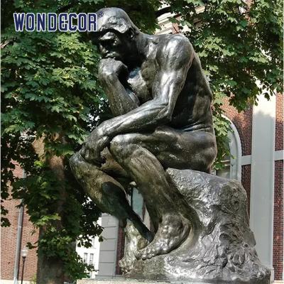 China Outdoor garden decoration, life-size art casting, thinker bronze carving for sale