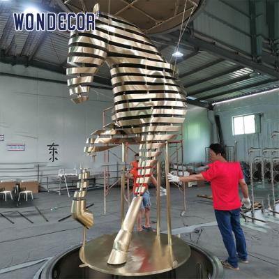 China Large Scale Stainless Steel Sculpture Fabrication Public Art Abstract Slicing Horse for sale