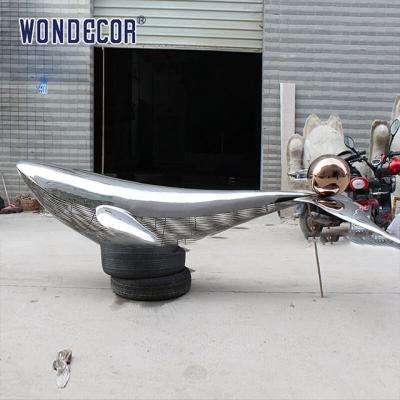 China Large Abstract Animal Stainless Steel Outdoor Art Whale for sale