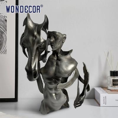 China Indoor Metal Art Men And Horse Bronze Sculpture à venda