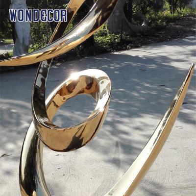 China Modern Metal Art Craft Abstract Twisted Ribbon Decoration Stainless Steel Sculpture for sale