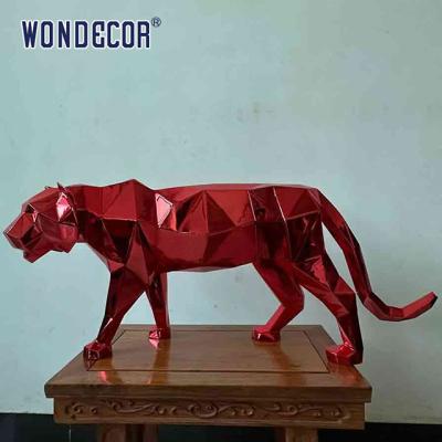 中国 Large outdoor metal forging geometric animal cheetah stainless steel sculpture 販売のため