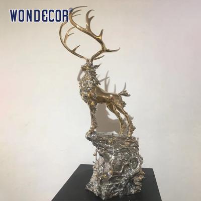 China Arte moderna de metal decoração fundição animal cervo escultura de aço inoxidável para decoração exterior à venda