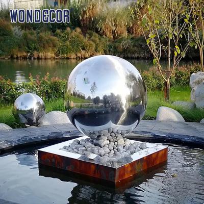 China Large Forged Metal Stainless Steel Garden Sculptures Geometric Spherical Fountain for sale