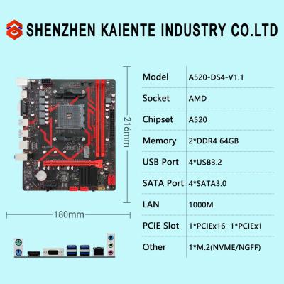 China A520 A520M M.2 Motherboard For Desktop Computer AM4 Socket 1331 PC Mainboard for sale