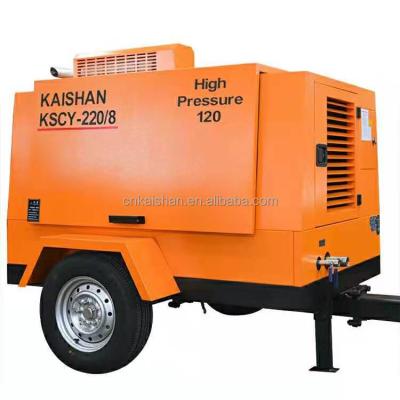 China Factory Direct Sale OIL-LESS Diesel Towable Twin Screw Air Compressor For Water Well Drilling Rig Machine Diesel For Mining Using for sale