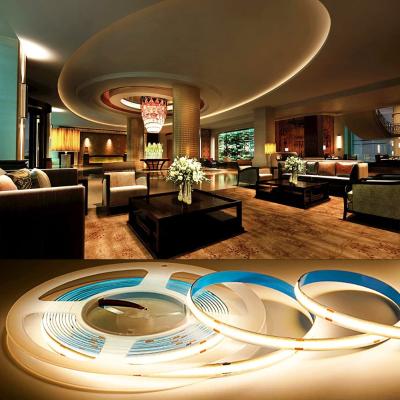 China Living room Shenzhen factory cri90 ip20 12v 24v 2700k 3000k waterproof warm white cob 320 360 480 504 670 led strip strip light for sale