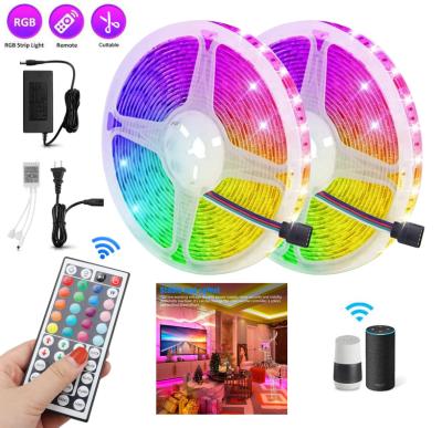 China Park 10m 100m smart tuya app wifi 24v 5050 rgb color changing ip68 20 led light set 44 65 66 67 strip tape waterproof for sale