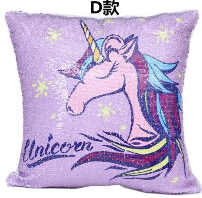 China 2019 Modern OEM Double Color Flip Setting Cushion Sequin Unicorn Mermaid Flamingo and Pineapple Pattern Embroidered Pillow for sale