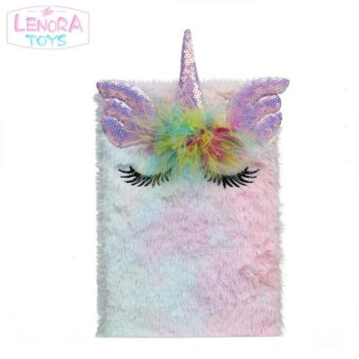 China 2019 New 2019 Cartoon Unicorn Cover Plush Notebook Student Girl Winter Cute Plush Notebook Daily Cute Hand Log Notebook for sale