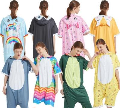 China Summer Milk Cloth Homewear Cartoon Jumpsuit Pajamas Thermal Adult Animal Cartoon Long Sleeve Silk Pajamas for sale