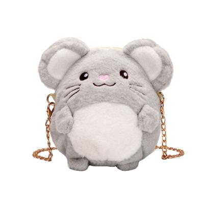 China Small Plush Mouse Cartoon Design Bag New Kids Cartoon Mini Plush Bag Female Cute Soft Mouse Chain Messenger Soft Plush Bag for sale