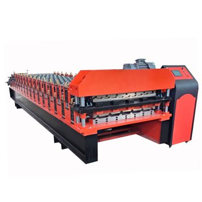 China Hotels Double layer metal roofing corrugated steel sheet tile making roll forming machine for sale