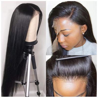 China Straight 360 Glueless Lace Front Human Hair Wigs Pre Plucked Straight Hairline Lace Front Wig For Black Women for sale