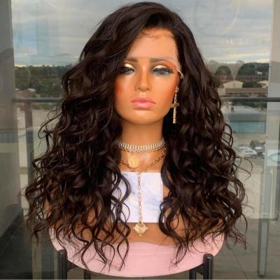 China Top Selling Cuticle Aligned Cuticle Aligned Peruvian Hair Brown Color Wavy Wigs For African American for sale