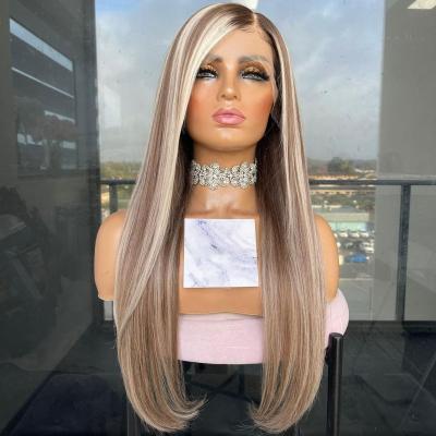 China Cuticle Aligned Ash Blonde Color Raw Virgin Hair Top Straight Lace Frontal Wigs Grade 12A For Women for sale