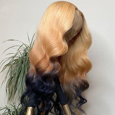 China SILKY STRAIGHT Full Ends Blonde To Purple Peruvian Hair Full Lace Wigs With Swiss Lace for sale